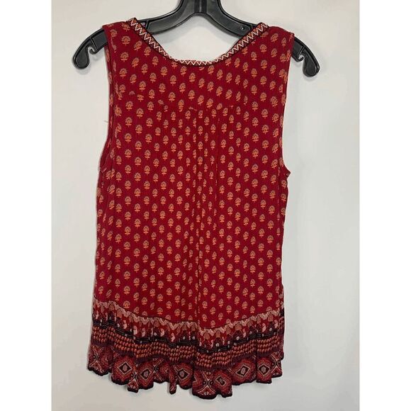 Patrons of Peace Women's Sangria Floral Embroidered Indian Tank Top Red Small - Picture 10 of 11